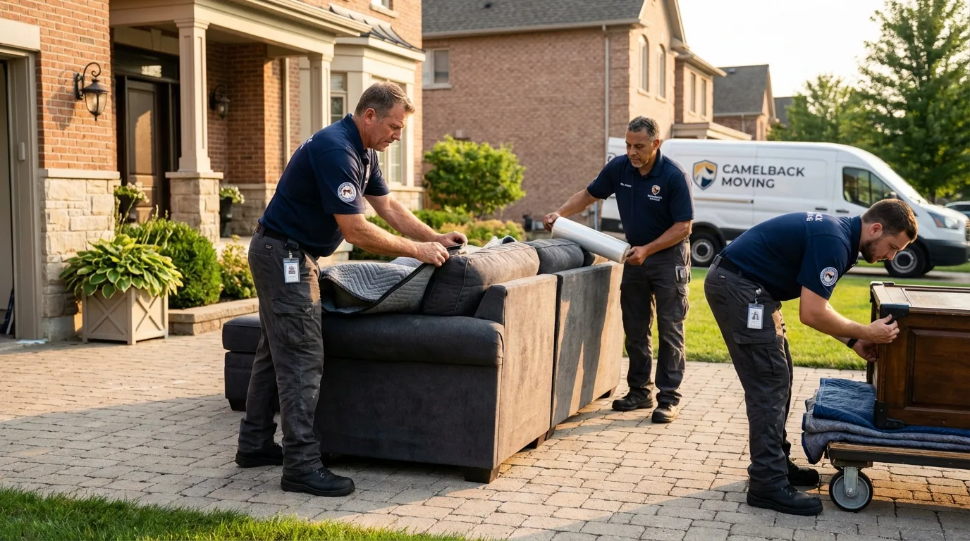 Large estate moving crew wrapping furniture in Wylie, TX
